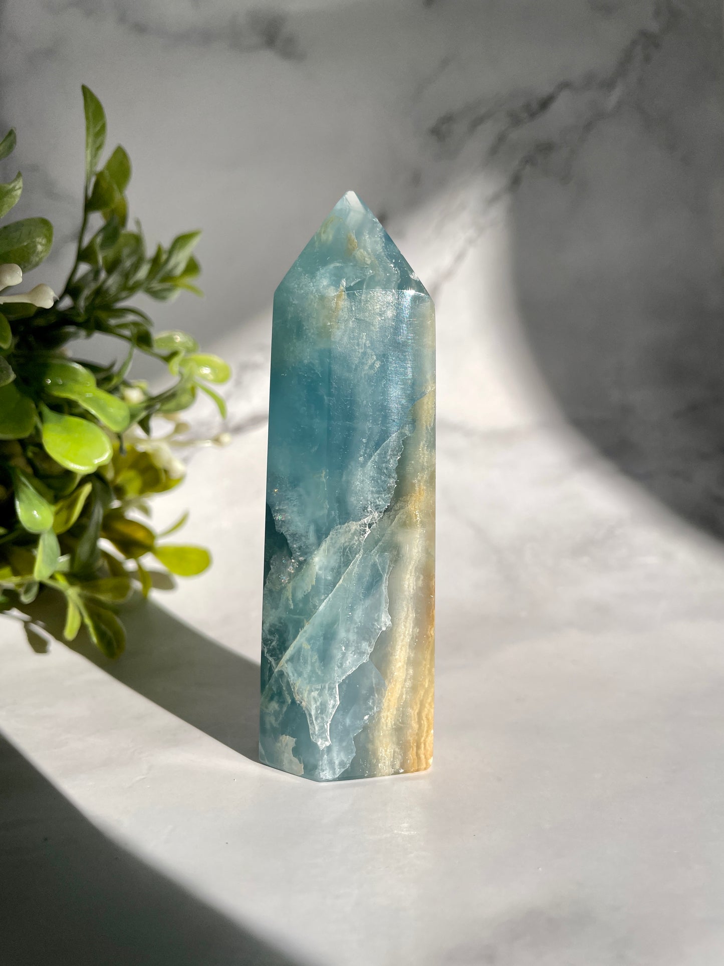 RARE Blue Onyx Tower - Lemurian Aquatine Calcite Generator