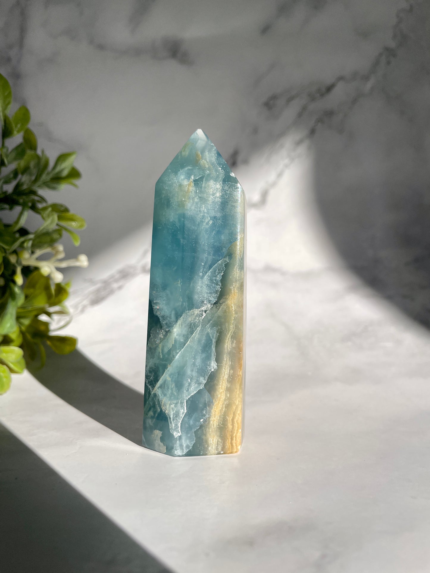 RARE Blue Onyx Tower - Lemurian Aquatine Calcite Generator