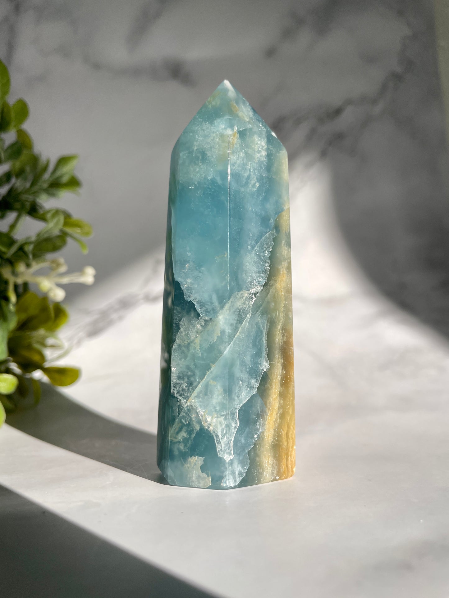 RARE Blue Onyx Tower - Lemurian Aquatine Calcite Generator