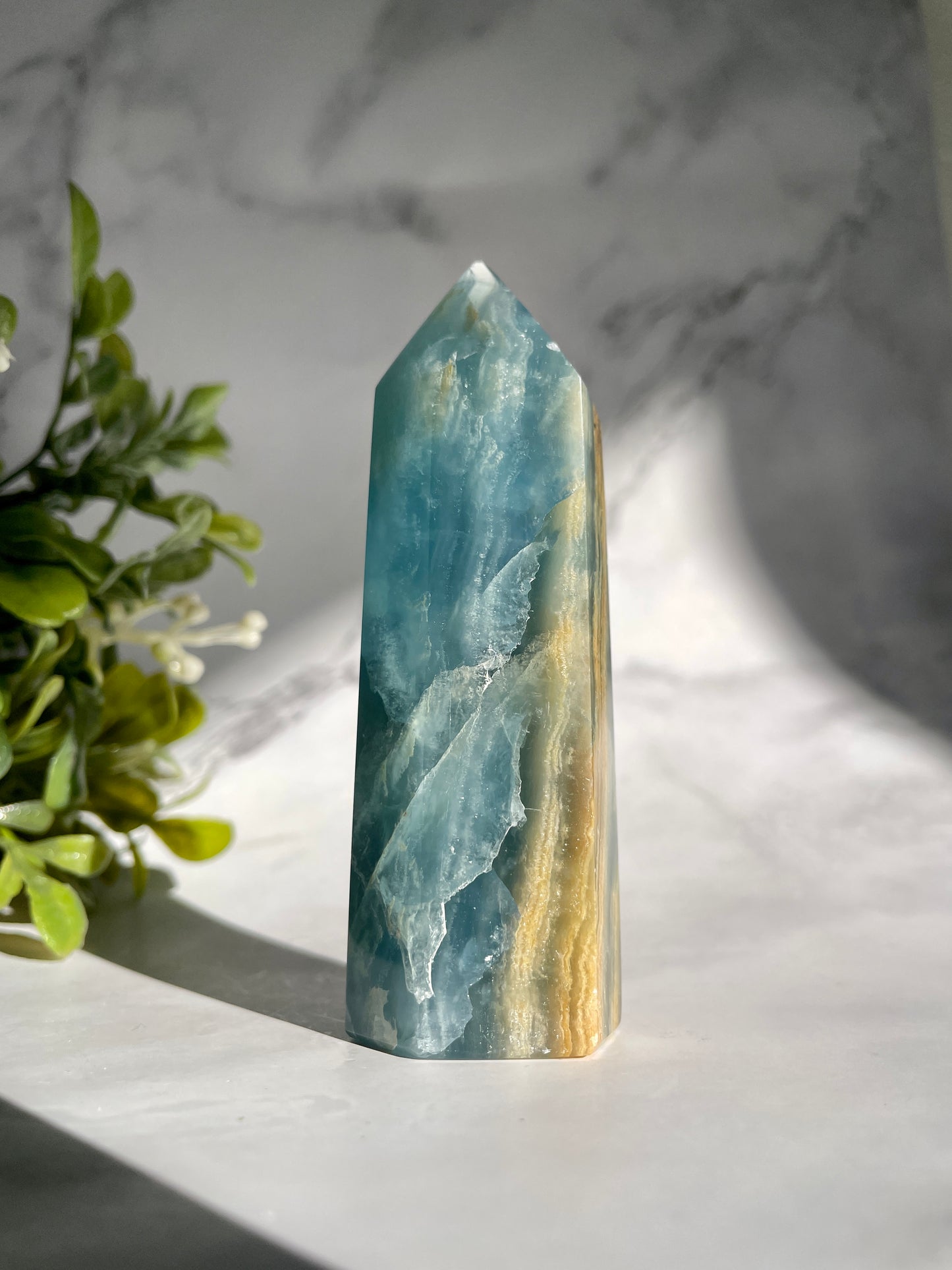 RARE Blue Onyx Tower - Lemurian Aquatine Calcite Generator