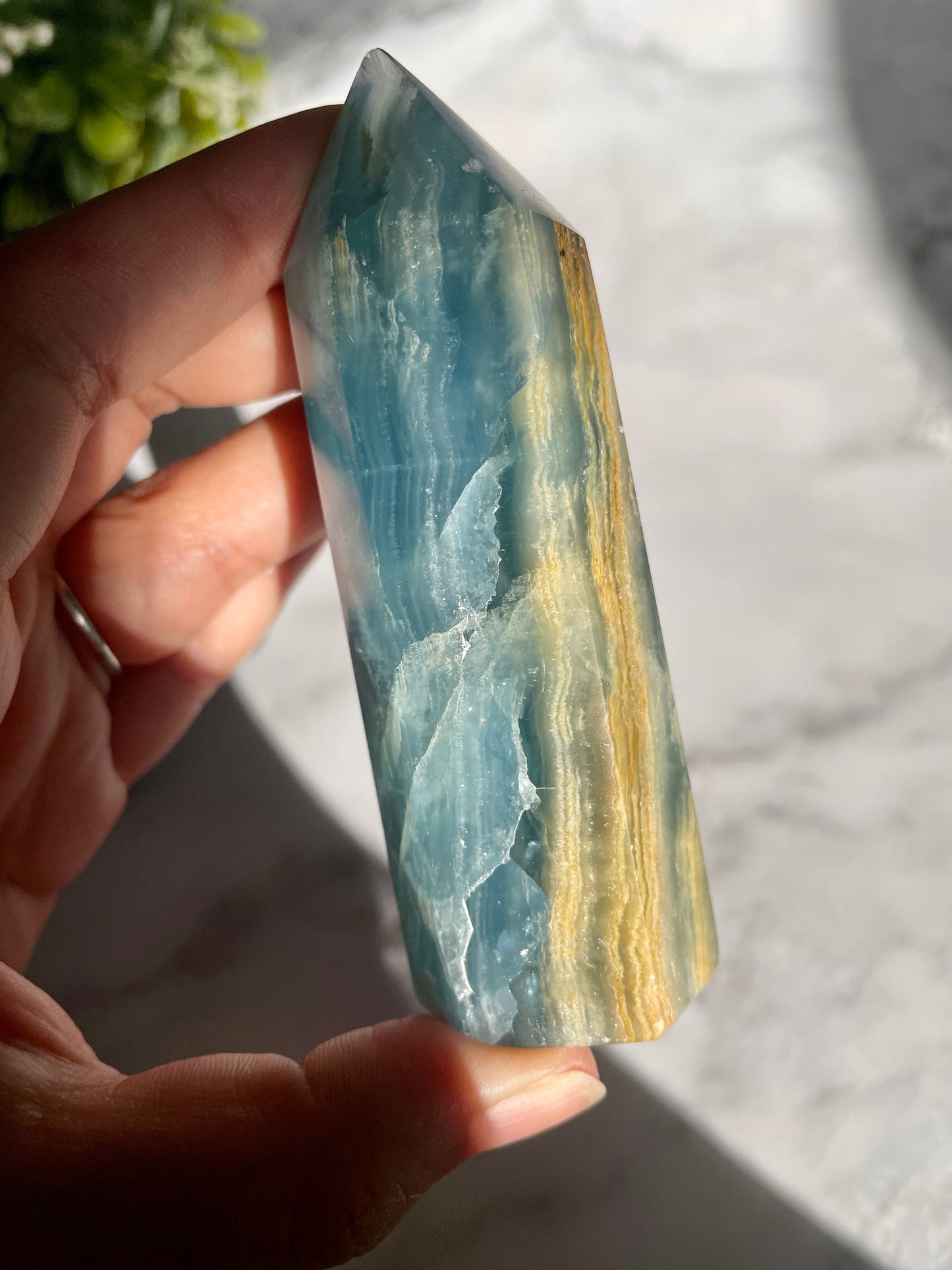 RARE Blue Onyx Tower - Lemurian Aquatine Calcite Generator