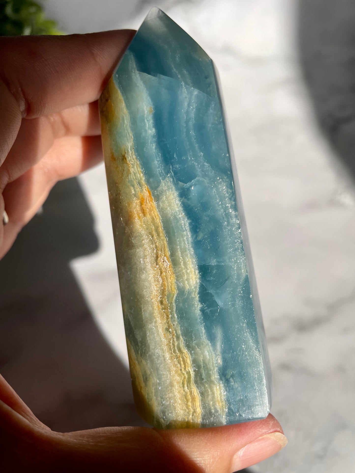 RARE Blue Onyx Tower - Lemurian Aquatine Calcite Generator