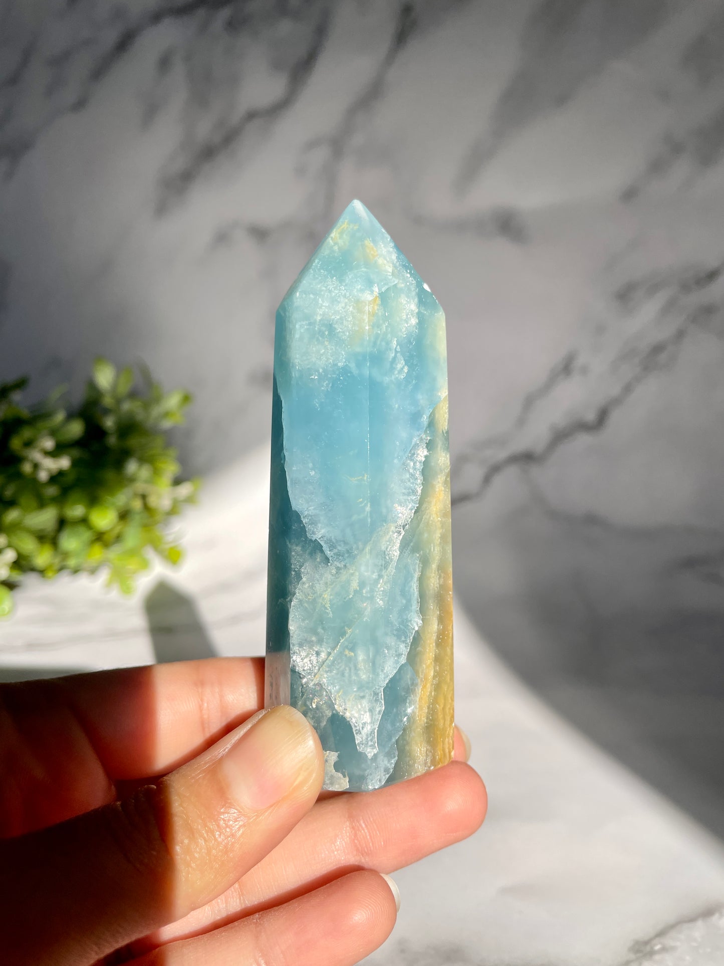 RARE Blue Onyx Tower - Lemurian Aquatine Calcite Generator