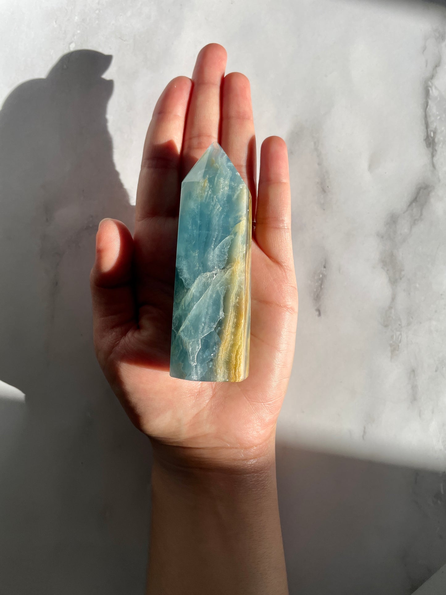 RARE Blue Onyx Tower - Lemurian Aquatine Calcite Generator