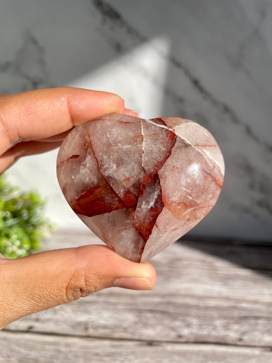 Fire Quartz Polished Heart