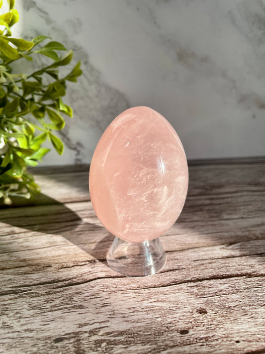 Rose Quartz Egg W/ A FREE Plastic Stand