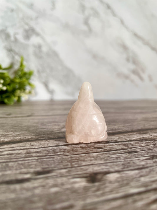 Mini Rose Quartz Buddha Carving