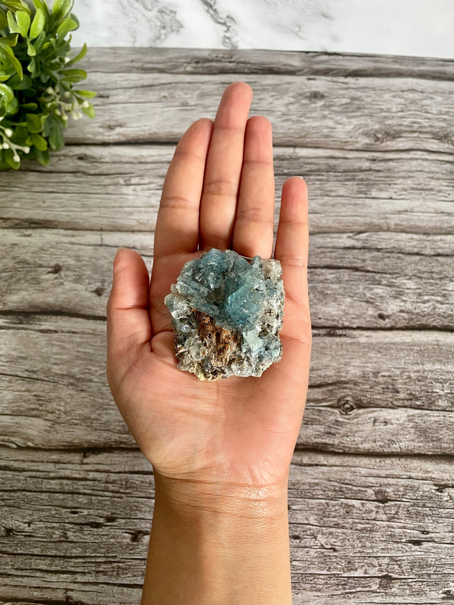 High Quality Deep Blue Aquamarine Cluster On Host Rock